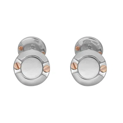 Pre-owned Baraka Round Shape Cufflinks 18k White Gold And Rose Gold