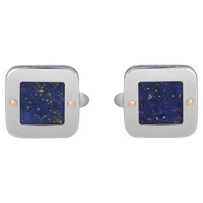 Pre-owned Baraka Square Shape Lapis Lazuli Cufflinks 18k White Gold And Rose Gold