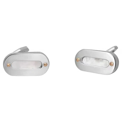 Pre-owned Baraka White Mother Of Pearl Cufflinks 18k White Gold & Rose Gold