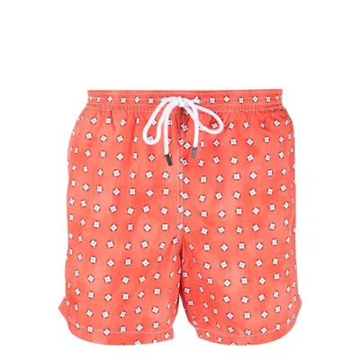 Barba Napoli Graphic-print Swim Shorts In Red