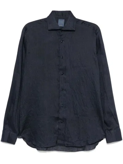 BARBA NAPOLI BLUE SHIRT IN LINEN