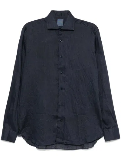 BARBA NAPOLI BARBA BLUE SHIRT IN LINEN