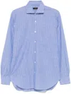 Barba Napoli Barba White And Light Blue Striped Shirt In Blue