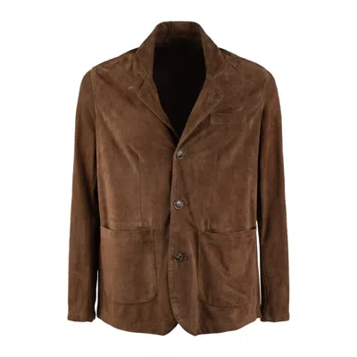 Barba Napoli Barba Brown Suede Leather Jacket