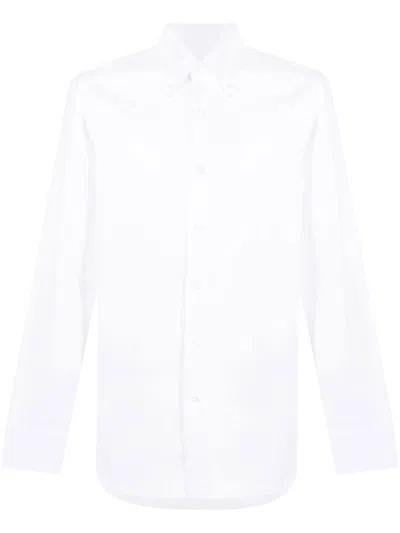 Barba Napoli Button-up Cotton Shirt In White