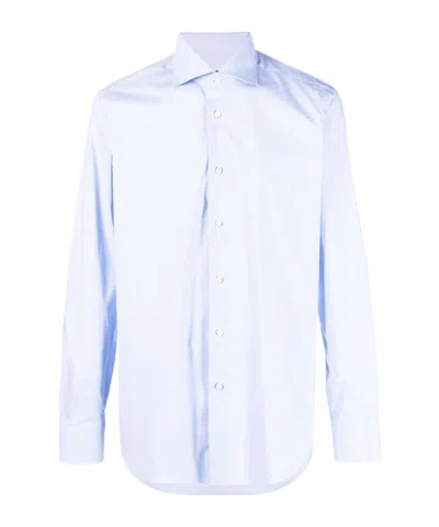 Barba Napoli Button-up Stretch-cotton Shirt In Light Blue