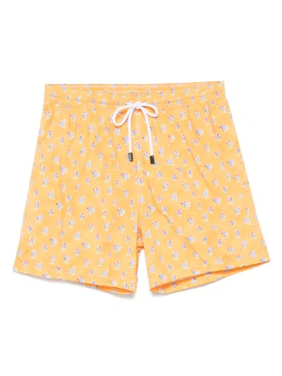 Barba Napoli Cactus-print Swim Shorts In Orange