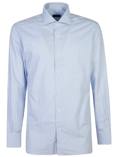 Barba Napoli Classic Gingham Check Shirt With Tailored Fit And Premium Fabric In White
