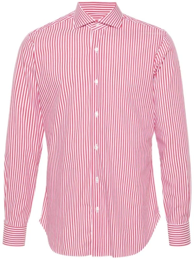 Barba Napoli Striped Poplin Shirt In Black