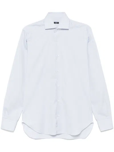 Barba Napoli Checked Shirt In 白色