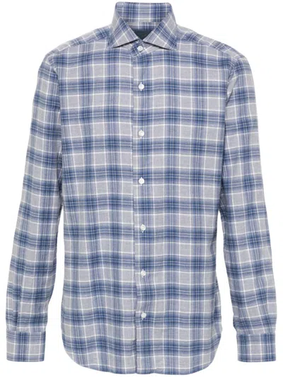 Barba Napoli Checked Shirt In Blue