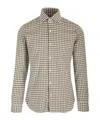 Barba Napoli Slim Fit Checked Shirt In Nude