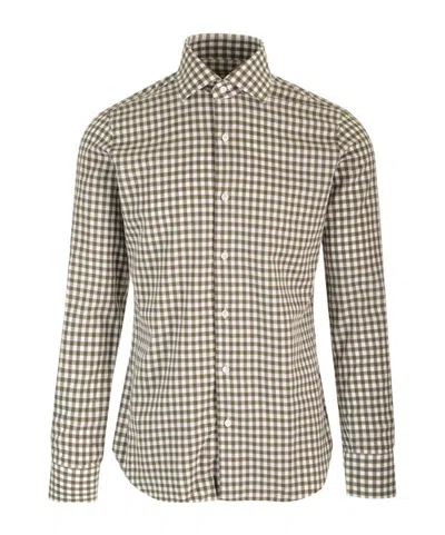 BARBA NAPOLI BARBA CURVED HEM CHECKED SHIRT