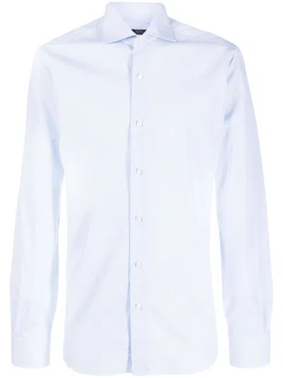 Barba Napoli Striped Cotton Shirt In Blue