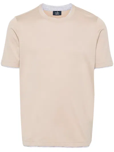 Barba Napoli Contrasting-trim Cotton T-shirt In Neutrals