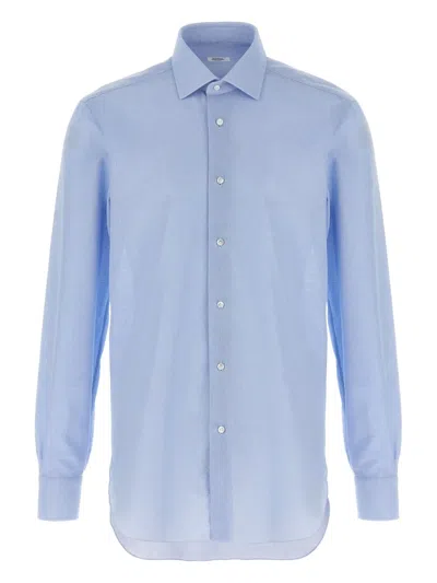 Barba Napoli Honeycomb Texture Shirt Button Down Collar In Blue