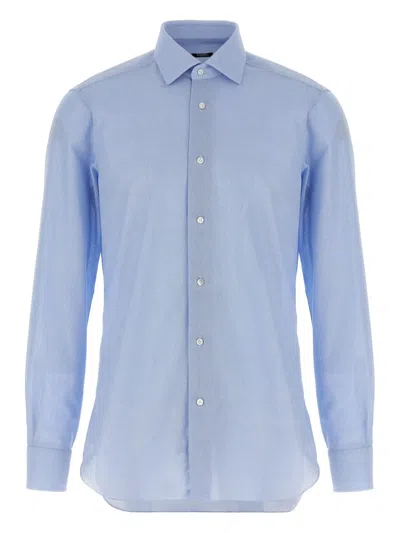 Barba Napoli Honeycomb Texture Shirt Button Down Collar In Blue