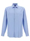Barba Napoli Barba Tailored Poplin Shirt With Button Closure In Blue
