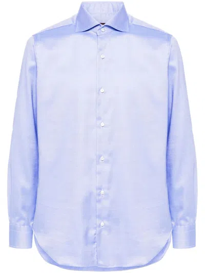 Barba Napoli Tailored Cotton Shirt In Blue