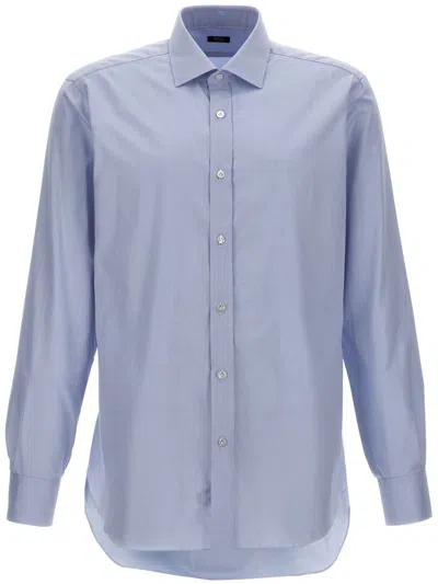 Barba Napoli Striped Shirt Button Down Collar Long Sleeves In Blue