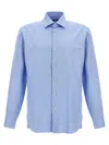 Barba Napoli Barba Tailored Poplin Shirt With Button Closure In Light Blue