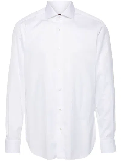 Barba Long-sleeve Cotton Shirt In White