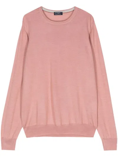 Barba Napoli Fine-knit Virgin Wool Silk Jumper In Pink