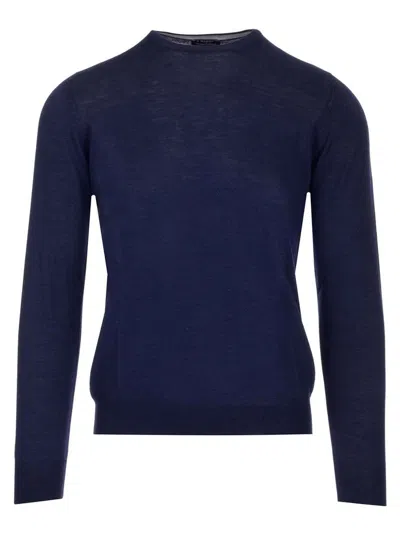 Barba Crewneck Knitted Long In Blue
