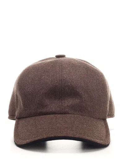 Barba Curved Peak Baseball Hat In Brown