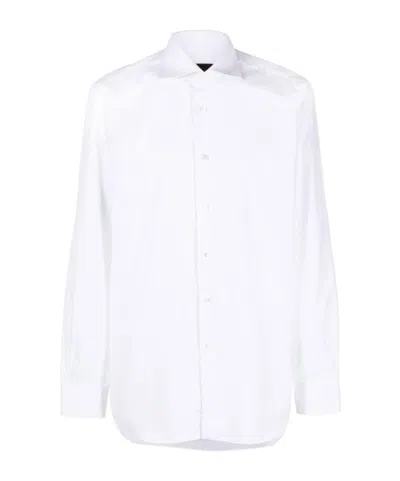 Barba Napoli Cutaway-collar Cotton Shirt In White