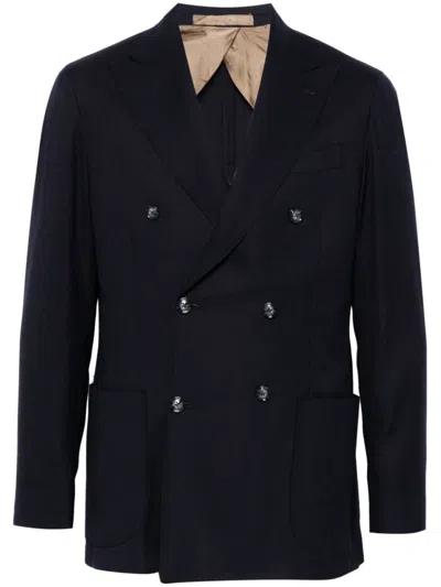 Barba Napoli Double-breasted Jacket In Blue