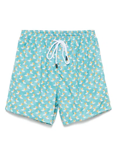 Barba Napoli Duck-print Swim Shorts In Blue