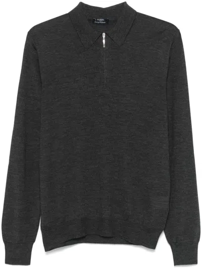 Barba Napoli Fine-knit Polo Shirt In Grey