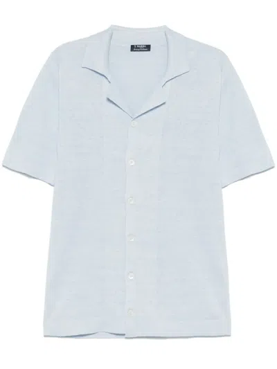 Barba Napoli Fine-knit Shirt In Blue