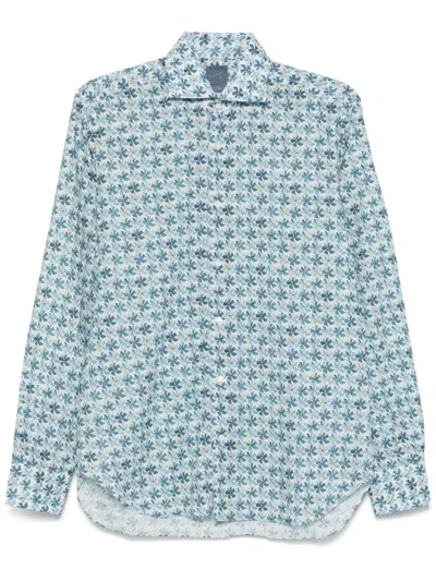 Barba Napoli Floral-print Shirt In Blue