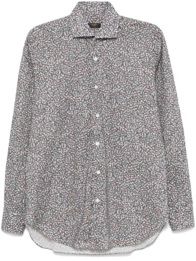 Barba Napoli Floral-print Shirt In Blue