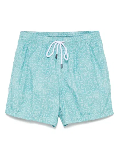 Barba Napoli Floral-print Swim Shorts In Blue