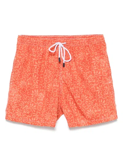 Barba Napoli Floral-print Swim Shorts In Orange