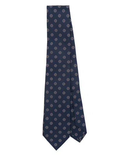 Barba Napoli Floral-print Tie In Blue