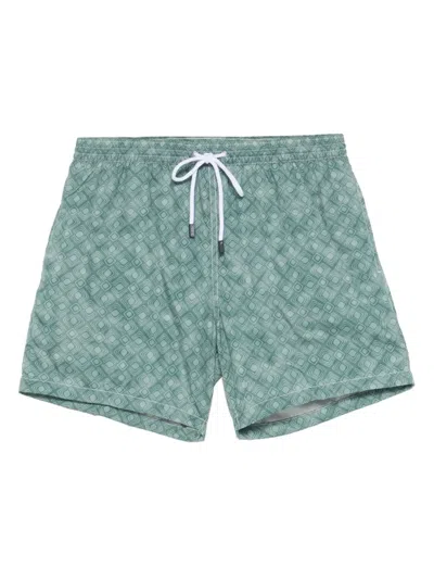 Barba Napoli Graphic-print Swim Shorts In Green
