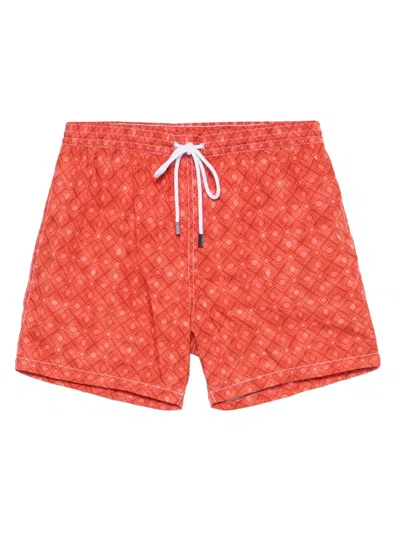 Barba Napoli Graphic-print Swim Shorts In Red