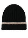 Barba Napoli Barba Ribbed Black Beanie With Contrasting Band In Black
