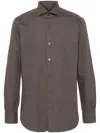 Barba Napoli Herringbone-pattern Shirt In Brown