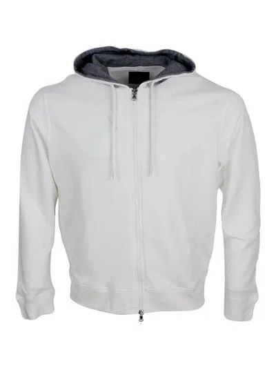 Barba Napoli Zip-up Long-sleeve Hoodie In White