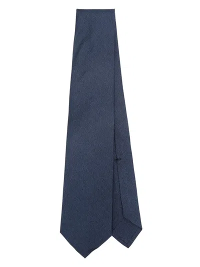 Barba Napoli Interwoven Tie In Blue