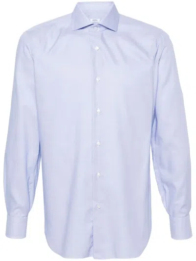 Barba Napoli Jacquard Cotton Shirt In Blau