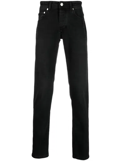 Barba Napoli Jeans Slim In Misto Cotone Con Toppa Con Logo In Black
