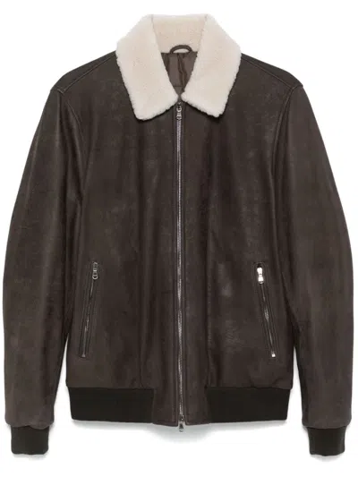 Barba Napoli Leather Bomber Jacket In Brown