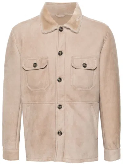Barba Napoli Leather Jacket In Neutrals
