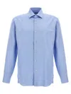 Barba Napoli Barba Tailored Poplin Shirt With Button Closure In Light Blue